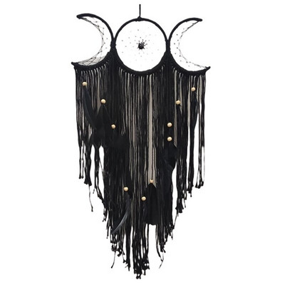Triple Moon Goddess Makramé falakasztó Boho Half Moon nagy álomfogó dekoráció Otthoni hálószoba elegáns dekoráció