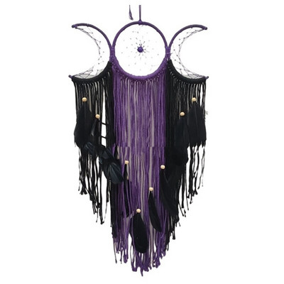 Triple Moon Goddess Makramé falakasztó Boho Half Moon nagy álomfogó dekoráció Otthoni hálószoba elegáns dekoráció