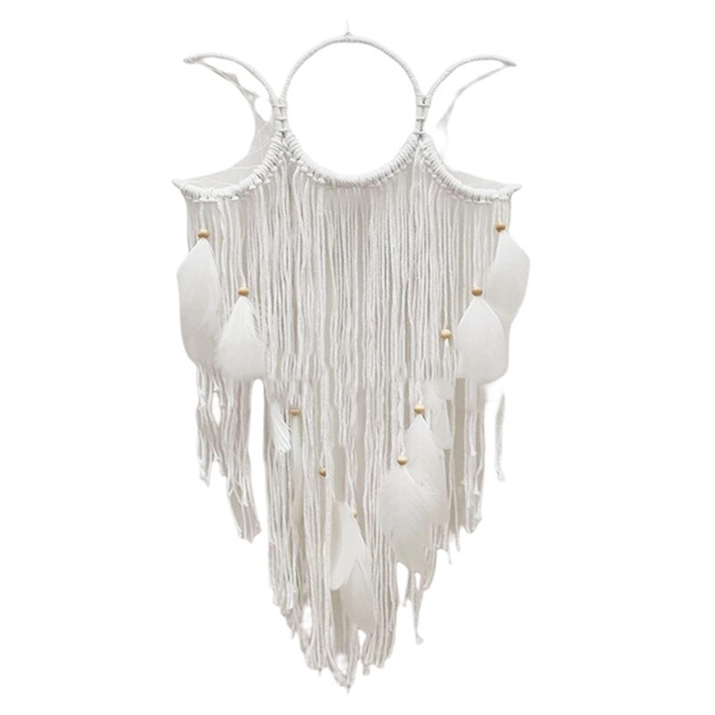Triple Moon Goddess Makramé falakasztó Boho Half Moon nagy álomfogó dekoráció Otthoni hálószoba elegáns dekoráció