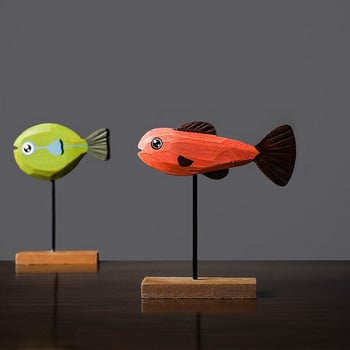 Nordic Wood Fish Sculpture Animal Artistic Sculpture Σαλόνι Γραφείο Διακόσμηση σπιτιού Χειροποίητα χειροτεχνήματα Δώρο διακοπών