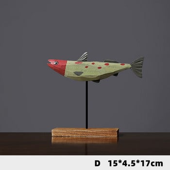 Nordic Wood Fish Sculpture Animal Artistic Sculpture Σαλόνι Γραφείο Διακόσμηση σπιτιού Χειροποίητα χειροτεχνήματα Δώρο διακοπών