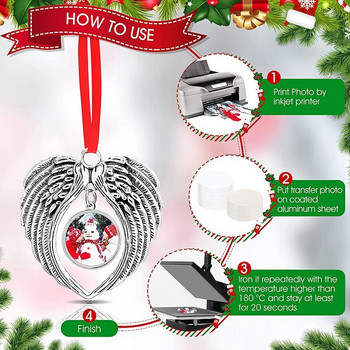Σχήμα φτερού αγγέλου Blank Hot Transfer Εκτύπωση Εξάχνωση Στολίδι Διακόσμηση για Χριστουγεννιάτικο Δέντρο Χριστουγεννιάτικο πάρτι