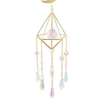 Diamond Wind Chime Μυτερή χάντρα Λουλούδι Μεταλλικό Πλαίσιο Σελήνη Πρίσμα Κρυστάλλινο Κόσμημα Παράθυρο Αυτοκινήτου Κρεμαστό Στολίδι Διακόσμηση σπιτιού