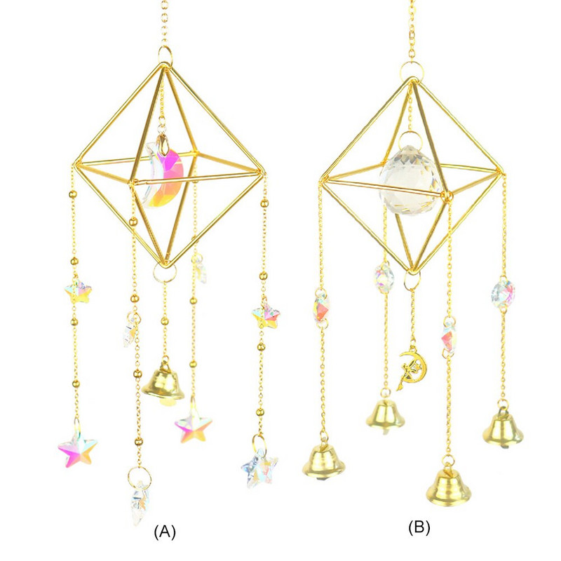 Žvaigždė Mėnulio krištolo sietynas pakabukas Apšvietimas vėjo varpeliai Vaivorykštės medžioklės užuolaidos Namų sodo papuošalų reikmenys