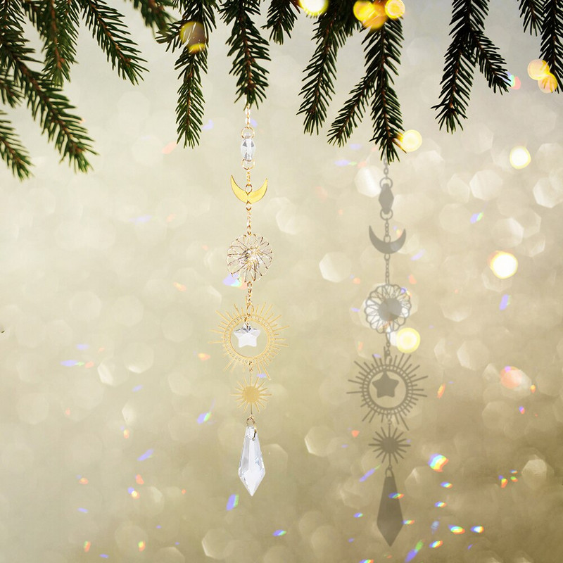 Kabantys krištoliniai saulės šviesą gaudantys pakabučiai papuošalai vėjo varpeliai vaivorykštės medžioklės vidaus automobilių dekoravimo reikmenys