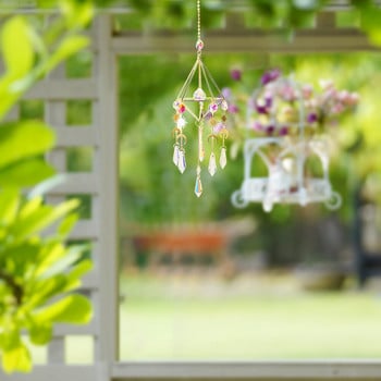 Sun Ball Crystal Windchimes Κρεμαστό μεταλλικό στολίδι που πιάνει ελαφρύ άνεμο Chime Moon Prism Ball Flower Κοσμήματα Κρεμαστό στολίδι