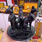 Suport pentru bile de cristal Baza de afișare Pisica egipteană Bastet Statuie Sferă Stand Ornamente din rășină Decor pentru casa potrivită pentru bile de 4 ~ 8 cm