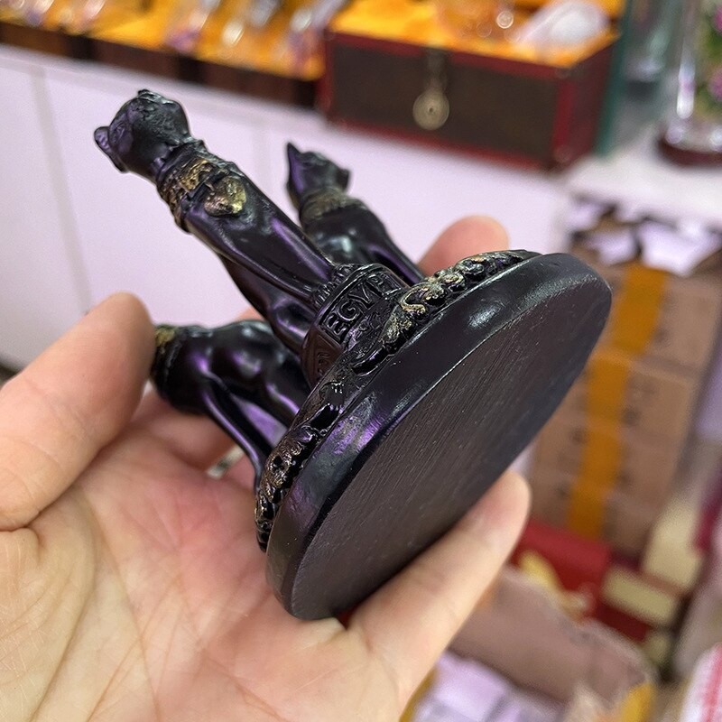 Suport pentru bile de cristal Baza de afișare Pisica egipteană Bastet Statuie Sferă Stand Ornamente din rășină Decor pentru casa potrivită pentru bile de 4 ~ 8 cm