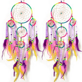 2X kézzel készített álomfogó Hagyományos álomfogó falra akasztós színes toll