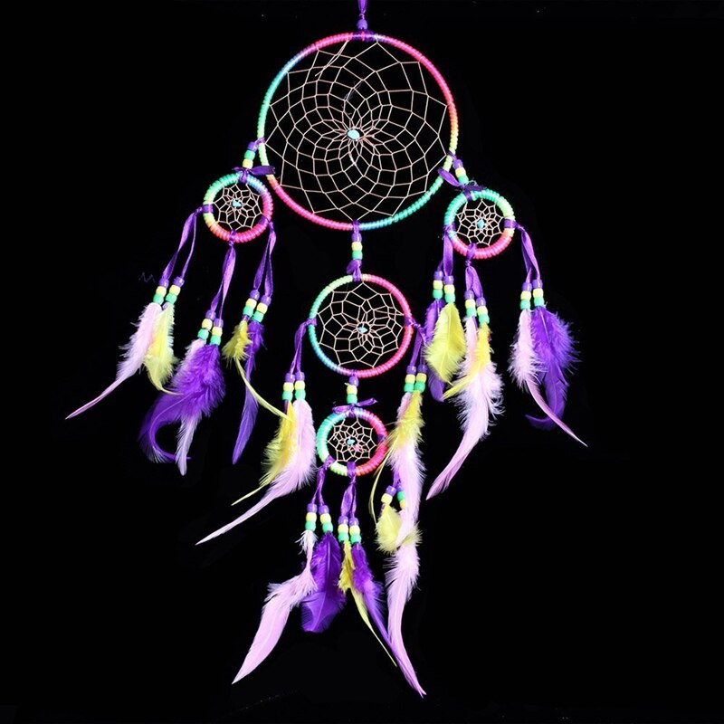 2X kézzel készített álomfogó Hagyományos álomfogó falra akasztós színes toll