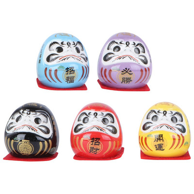 5db japán stílusú Daruma kerámia Maneki Neko kabalája Hagyományos Dharma Jó szerencsét Zen szobor kézműves lakberendezés
