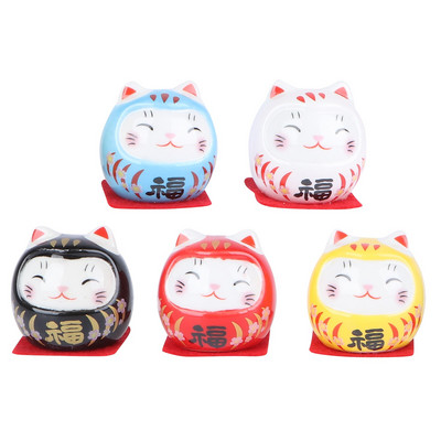 5db japán stílusú Daruma kerámia Maneki Neko kabalája Hagyományos Dharma Jó szerencsét Zen szobor kézműves lakberendezés