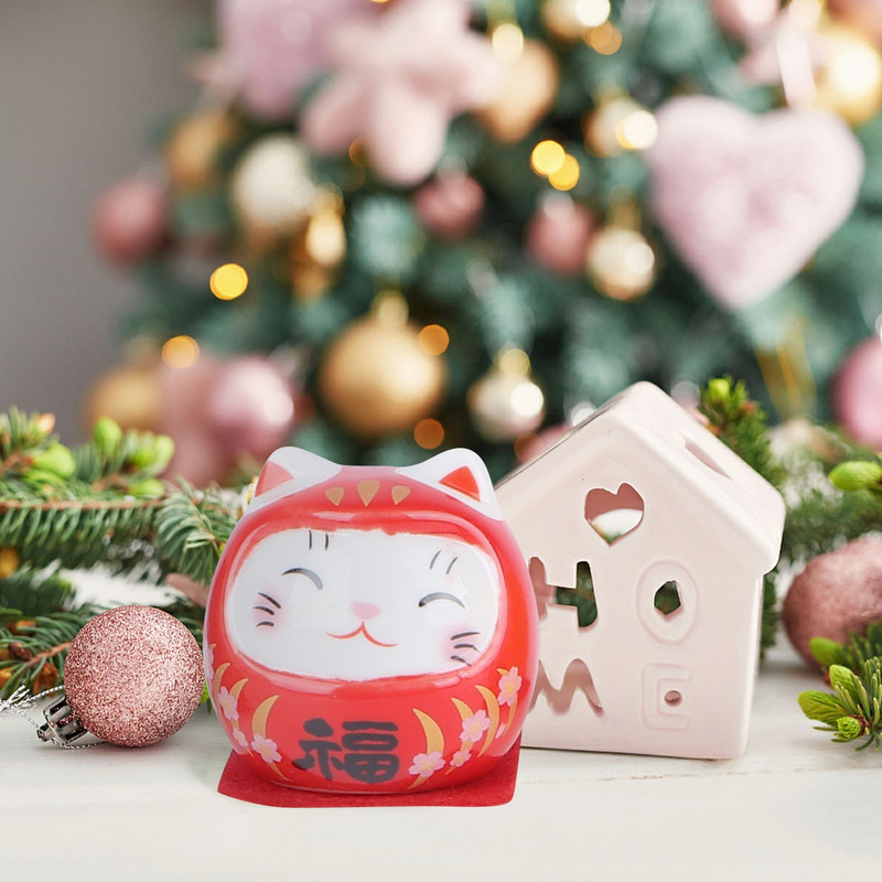 5db japán stílusú Daruma kerámia Maneki Neko kabalája Hagyományos Dharma Jó szerencsét Zen szobor kézműves lakberendezés