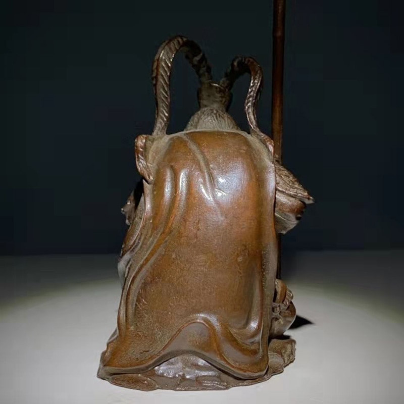 Vintage alamă SunWuKong Monkey King Figurine Decorație de birou retro Birou Ornament de mașină în miniatură Cadouri pentru decorarea casei din bronz