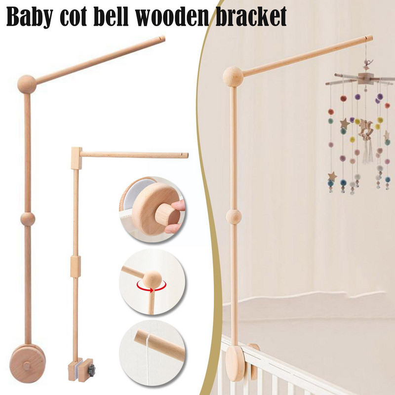 Să facem pentru copii Suport din lemn pentru clopot pentru pat pentru copii Jucărie mobilă pentru agățat Umeraș pentru copii mobil Jucărie pentru pătuț Clopoței pentru pătuț Suport pentru braț din lemn pentru pat Ho I3d8