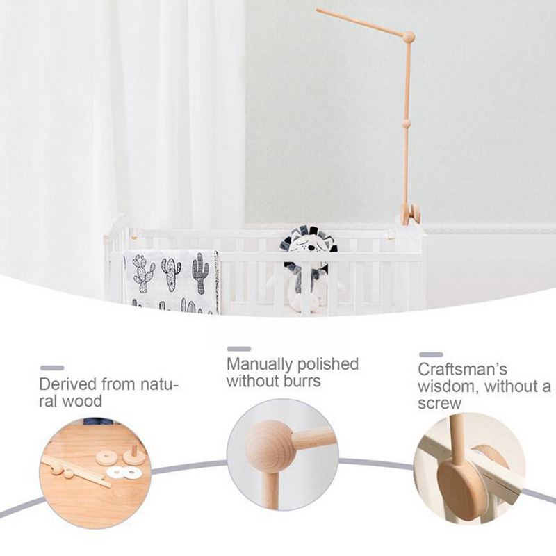 Să facem pentru copii Suport din lemn pentru clopot pentru pat pentru copii Jucărie mobilă pentru agățat Umeraș pentru copii mobil Jucărie pentru pătuț Clopoței pentru pătuț Suport pentru braț din lemn pentru pat Ho I3d8
