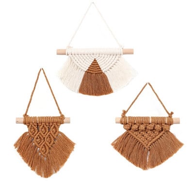 3 db Kézzel készített szőtt gobelin Boho Boho otthoni óvodai díszek Mini Makramé falakasztó dekoráció