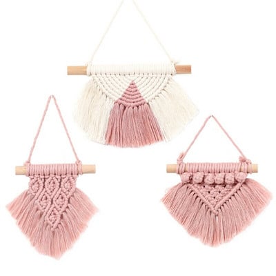 3 db Kézzel készített szőtt gobelin Boho Boho otthoni óvodai díszek Mini Makramé falakasztó dekoráció