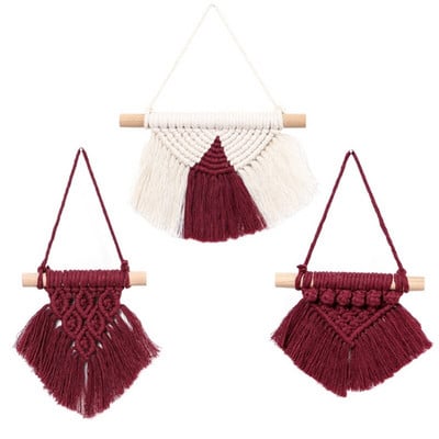 3 db Kézzel készített szőtt gobelin Boho Boho otthoni óvodai díszek Mini Makramé falakasztó dekoráció