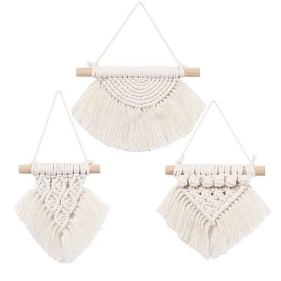 3 db Kézzel készített szőtt gobelin Boho Boho otthoni óvodai díszek Mini Makramé falakasztó dekoráció