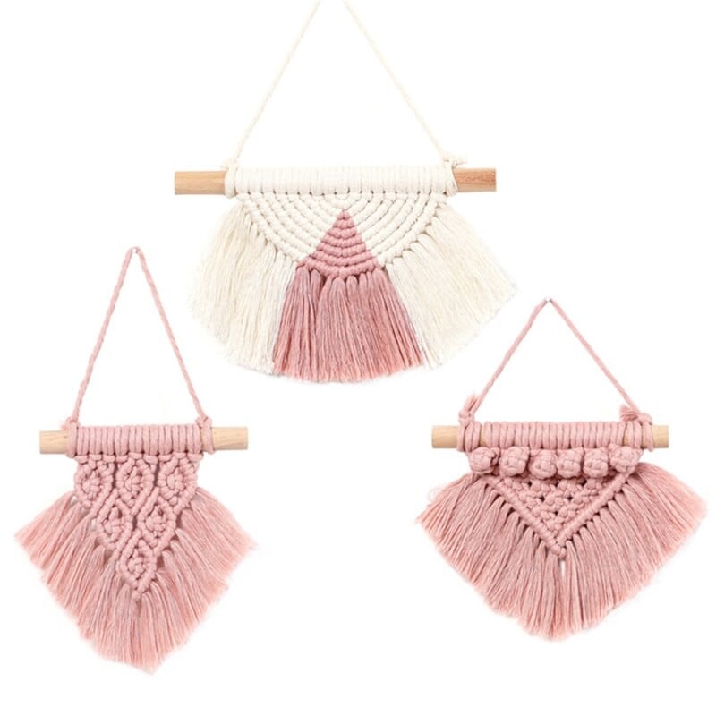3 db Kézzel készített szőtt gobelin Boho Boho otthoni óvodai díszek Mini Makramé falakasztó dekoráció