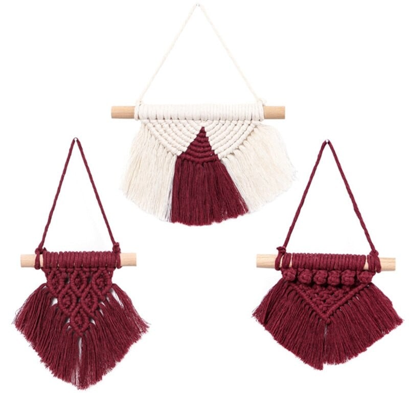 3 db Kézzel készített szőtt gobelin Boho Boho otthoni óvodai díszek Mini Makramé falakasztó dekoráció