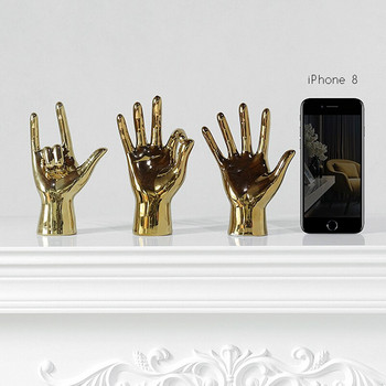 Скандинавски жест Фигурка с пръст Позлатено украшение за ръка Модерни аксесоари за декорация на дома Стая Настолен плот Скулптура от смола