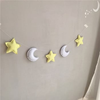 Σκανδιναβικό ύφασμα από τσόχα String Star Garland Banner Τέντα Κρεβάτι Μωρό Ντους με κουκούτσια Στολίδι Παιδικό Δωμάτιο Κρεμαστό Διακόσμηση τοίχου