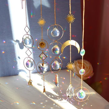 4/5 τμχ Crystal Wind Chimes Star Moon Sun μενταγιόν Dream Sun Light Catcher Rainbow Maker Κρεμαστό σταγόνα για εξωτερικό κήπο Windchime