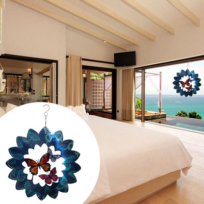 Wind Spinner din oțel inoxidabil 3D Dreamcatcher ing Ornament Interior Outdoor Garden Craft Wind Spinners