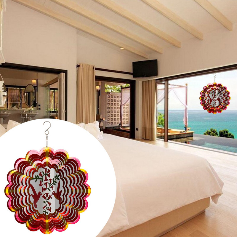 Wind Spinner din oțel inoxidabil 3D Dreamcatcher ing Ornament Interior Outdoor Garden Craft Wind Spinners