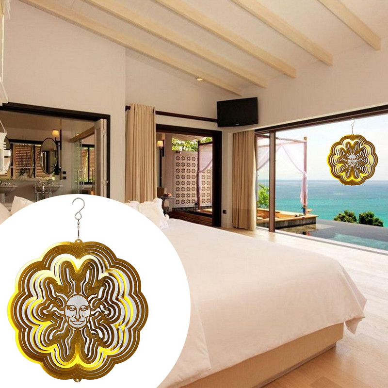 Wind Spinner din oțel inoxidabil 3D Dreamcatcher ing Ornament Interior Outdoor Garden Craft Wind Spinners