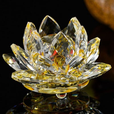 80 mm Feng shui Kvarcas Crystal Lotus Gėlė Amatai Stiklas Popieriniai Papuošalai Figūrėlės Namų Vestuvių Vakarėlio dekoras Dovanos Suvenyras