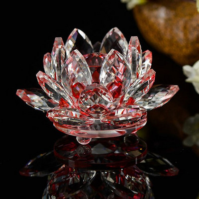 80 mm Feng shui Kvarcas Crystal Lotus Gėlė Amatai Stiklas Popieriniai Papuošalai Figūrėlės Namų Vestuvių Vakarėlio dekoras Dovanos Suvenyras