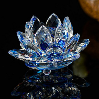80 mm Feng shui Kvarcas Crystal Lotus Gėlė Amatai Stiklas Popieriniai Papuošalai Figūrėlės Namų Vestuvių Vakarėlio dekoras Dovanos Suvenyras