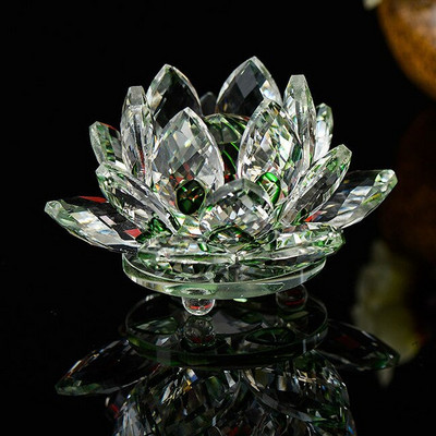 80 mm Feng shui Kvarcas Crystal Lotus Gėlė Amatai Stiklas Popieriniai Papuošalai Figūrėlės Namų Vestuvių Vakarėlio dekoras Dovanos Suvenyras