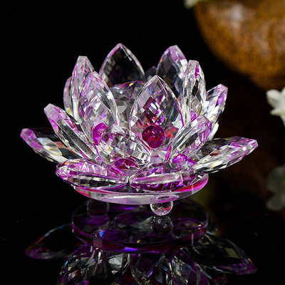 80 mm Feng shui Kvarcas Crystal Lotus Gėlė Amatai Stiklas Popieriniai Papuošalai Figūrėlės Namų Vestuvių Vakarėlio dekoras Dovanos Suvenyras