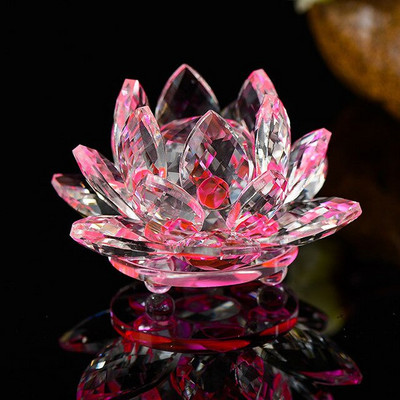 80 mm Feng shui Kvarcas Crystal Lotus Gėlė Amatai Stiklas Popieriniai Papuošalai Figūrėlės Namų Vestuvių Vakarėlio dekoras Dovanos Suvenyras