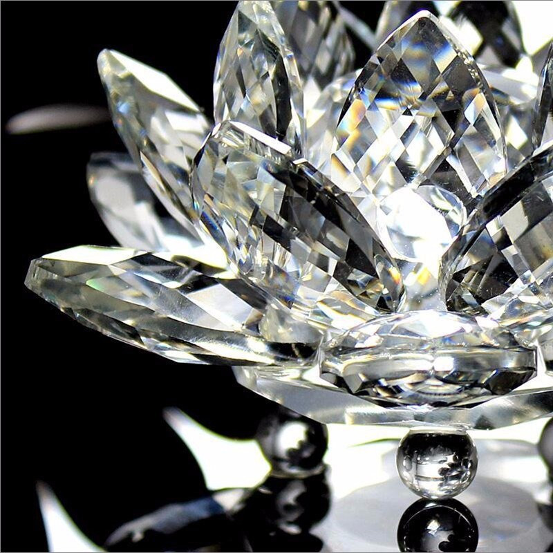 80 mm Feng shui Kvarcas Crystal Lotus Gėlė Amatai Stiklas Popieriniai Papuošalai Figūrėlės Namų Vestuvių Vakarėlio dekoras Dovanos Suvenyras