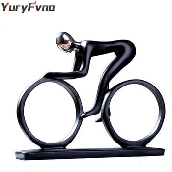YuryFvna Bicycle Statue Champion Cyclist Sculpture Figurine Resin Modern Abstract Art Athlete Athlete Figurine Decor