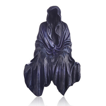 Черна статуя на Grim Reaper Вълнуваща роба Nightcrawler Horror Ghost Sculpture Decorations Resin Desktop Figurine Ornaments