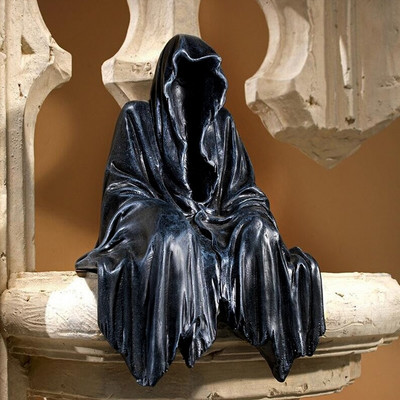 Must Grim Reaper ausammas Põnev rüü Öörändur Õudus Kummitus Skulptuur Kaunistused Vaigust Töölaua kujukeste kaunistused