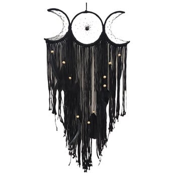 Triple Moon Goddess Macrame Κρεμαστά τοίχου Boho Half Moon Large Dream Catcher Διακόσμηση για το σπίτι υπνοδωμάτιο Chic διακόσμηση