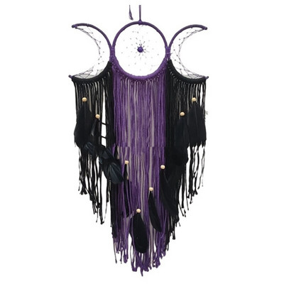 Triple Moon Goddess Macrame Κρεμαστά τοίχου Boho Half Moon Large Dream Catcher Διακόσμηση για το σπίτι υπνοδωμάτιο Chic διακόσμηση