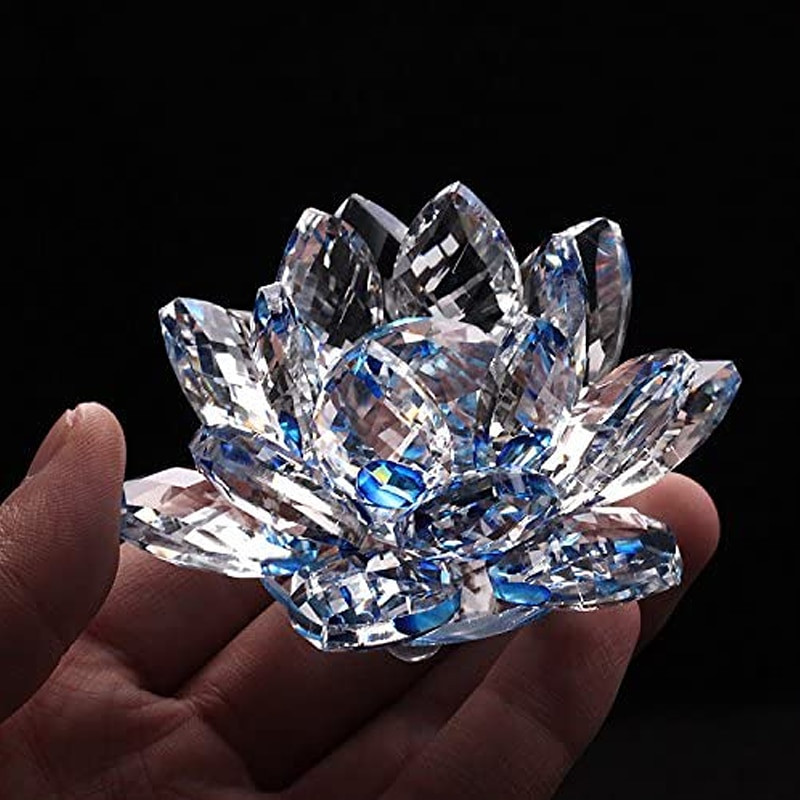 80 mm-es kristály lótuszvirág faragott üveg kvarc kézműves ima régi fengshui dekoráció otthon esküvői parti dekoráció ajándék ajándék emléktárgy