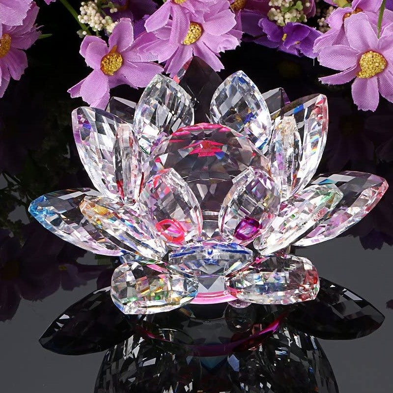 80 mm-es kristály lótuszvirág faragott üveg kvarc kézműves ima régi fengshui dekoráció otthon esküvői parti dekoráció ajándék ajándék emléktárgy
