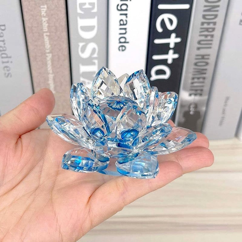 80 mm-es kristály lótuszvirág faragott üveg kvarc kézműves ima régi fengshui dekoráció otthon esküvői parti dekoráció ajándék ajándék emléktárgy