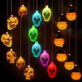 LED napelemes szélcsengő fény kültéri Halloween ijesztő sütőtök koponya manó kerti hangulatú dekoratív lámpák