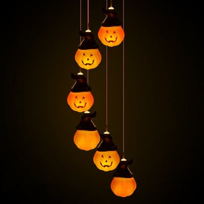 LED napelemes szélcsengő fény kültéri Halloween ijesztő sütőtök koponya manó kerti hangulatú dekoratív lámpák