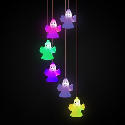 LED napelemes szélcsengő fény kültéri Halloween ijesztő sütőtök koponya manó kerti hangulatú dekoratív lámpák